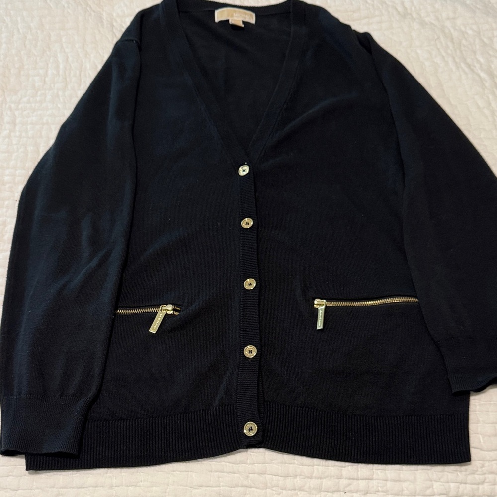 Michael Kors Black Sweater with Gold Details